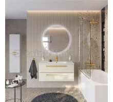 Мебель для ванной комнаты Cezares Eco Cer-N 100 брашированная альпака, раковина Duet 100, ручки сатиновое золото