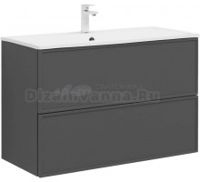 Тумба с раковиной Aquanet Арт 90 подвесная, ясень графит