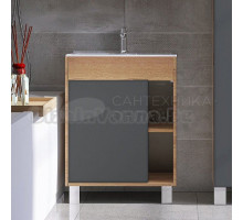 Тумба с раковиной VIANT Бостон 50 напольная, дуб вотан, графит