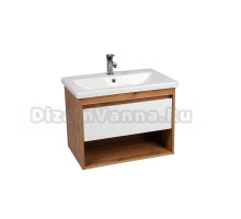 Тумба с раковиной VIANT Бостон 60 подвесная, с ящиком, дуб вотан, матовая белая