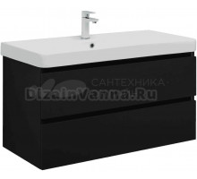 Тумба с раковиной Aquanet Вега 2.0 100 подвесная, черная матовая