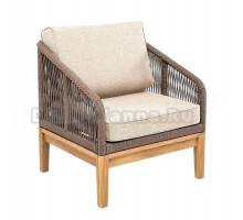 Садовое кресло 4SiS Канны основание дуб, роуп коричневый, ткань бежевая 052