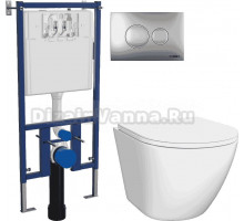 Комплект 3 в 1 Унитаз подвесной DIWO Элиста 4412 + Инсталляция 4501 + Кнопка 7311 цвет матовый хром