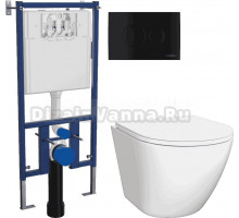 Комплект 3 в 1 Унитаз подвесной DIWO Элиста 4412 + Инсталляция 4501 + Кнопка 7313 цвет матовый черный