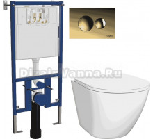 Комплект 3 в 1 Унитаз подвесной DIWO Элиста 4412 + Инсталляция 4501 + Кнопка 7315 цвет матовое золото