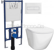Комплект 3 в 1 Унитаз подвесной DIWO Элиста 4412 + Инсталляция 4501 + Кнопка 7320 цвет глянцевый белый