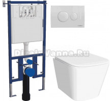 Комплект 3 в 1 Унитаз подвесной DIWO Смоленск 5412 + Инсталляция 4501 + Кнопка 7310 цвет глянцевый белый