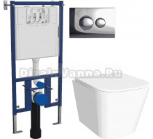 Комплект 3 в 1 Унитаз подвесной DIWO Смоленск 5412 + Инсталляция 4501 + Кнопка 7312 цвет хром