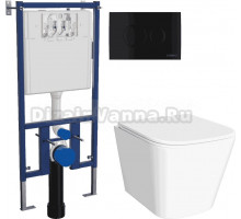 Комплект 3 в 1 Унитаз подвесной DIWO Смоленск 5412 + Инсталляция 4501 + Кнопка 7313 цвет матовый черный