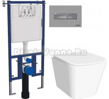 Комплект 3 в 1 Унитаз подвесной DIWO Смоленск 5412 + Инсталляция 4501 + Кнопка 7321 цвет матовый хром