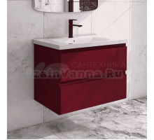 Тумба с раковиной Caprigo Forte 80 подвесная, бордовая