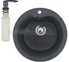 Мойка кухонная Ulgran U-102 343 антрацит + дозатор U-02 антрацит