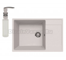 Мойка кухонная Ulgran Quartz Prima 760 жасмин + дозатор UQ 02 жасмин