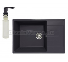 Мойка кухонная Ulgran Quartz Prima 760 космос + дозатор UQ 02 космос