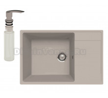 Мойка кухонная Ulgran Quartz Prima 760 лен + дозатор UQ 02 лен