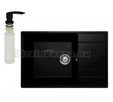 Мойка кухонная Ulgran Quartz Prima 760 уголь + дозатор UQ 02 уголь