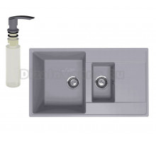 Мойка кухонная Ulgran Quartz Prima 860 бетон + дозатор UQ 02 бетон