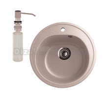 Мойка кухонная Ulgran U-101 302 песочная + дозатор U-01 песочный