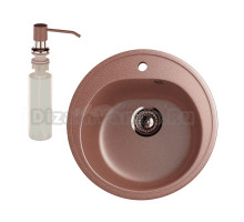 Мойка кухонная Ulgran U-101 307 терракотовая + дозатор U-01 терракот