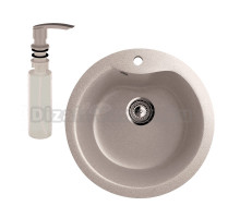 Мойка кухонная Ulgran U-102 302 песочная + дозатор U-02 песочный