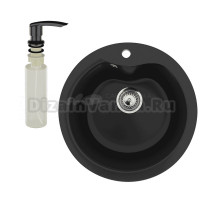 Мойка кухонная Ulgran U-102 344 ультра-черная + дозатор U-02 черный