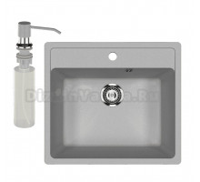 Мойка кухонная Ulgran U-104 342 графитовая + дозатор U-01 графит