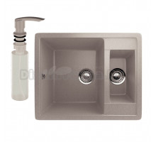 Мойка кухонная Ulgran U-106 302 песочная + дозатор U-02 песочный