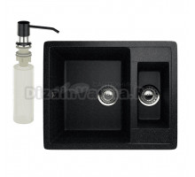Мойка кухонная Ulgran U-106 308 черная + дозатор U-01 черный