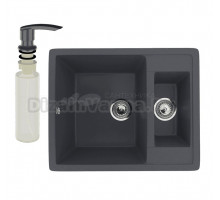 Мойка кухонная Ulgran U-106 343 антрацит + дозатор U-02 антрацит