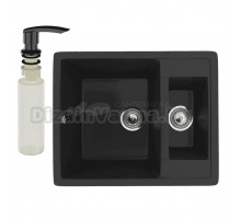Мойка кухонная Ulgran U-106 344 ультра-черная + дозатор U-02 ультра-черный