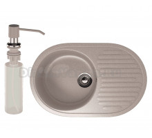 Мойка кухонная Ulgran U-107 302 песочная + дозатор U-01 песочный