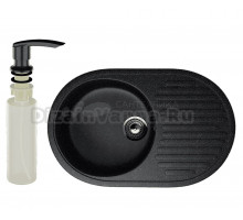 Мойка кухонная Ulgran U-107 308 черная + дозатор U-02 черный