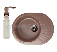 Мойка кухонная Ulgran U-107m 307 терракот + дозатор U-02 терракот