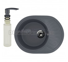 Мойка кухонная Ulgran U-107m 343 антрацит + дозатор U-02 антрацит