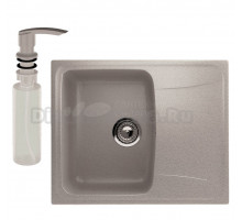 Мойка кухонная Ulgran U-201 302 песочная + дозатор U-02 песочный