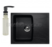 Мойка кухонная Ulgran U-201 308 черная + дозатор U-02 черный