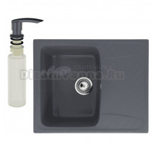 Мойка кухонная Ulgran U-201 343 антрацит + дозатор U-02 антрацит