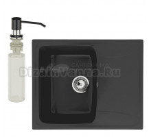 Мойка кухонная Ulgran U-201 344 ультра-черная + дозатор U-01 ультра-черный