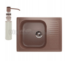 Мойка кухонная Ulgran U-202 307 терракот + дозатор U-01 терракот