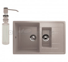Мойка кухонная Ulgran U-205 302 песочная + дозатор U-01 песочный