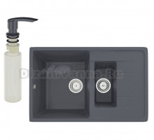 Мойка кухонная Ulgran U-205 343 антрацит + дозатор U-02 антрацит