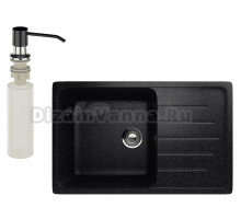 Мойка кухонная Ulgran U-400 308 черная + дозатор U-01 ультра-черный