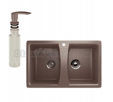 Мойка кухонная Ulgran U-402 307 терракотовая + дозатор U-02 терракот