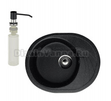 Мойка кухонная Ulgran U-403 308 черная + дозатор U-01 черный