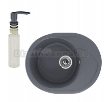 Мойка кухонная Ulgran U-403 343 антрацит + дозатор U-02 антрацит