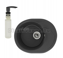 Мойка кухонная Ulgran U-403 344 ультра-черная + дозатор U-02 ультра-черный