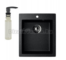 Мойка кухонная Ulgran U-404 308 черная + дозатор U-02 черный