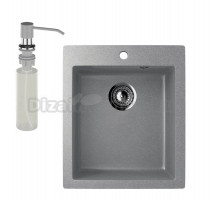 Мойка кухонная Ulgran U-404 342 графитовая + дозатор U-01 графит