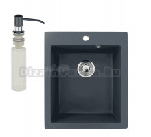 Мойка кухонная Ulgran U-404 343 антрацит + дозатор U-01 антрацит