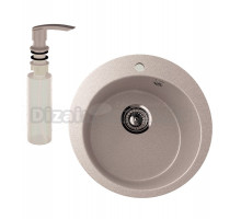 Мойка кухонная Ulgran U-405 302 песочная + дозатор U-02 песочный